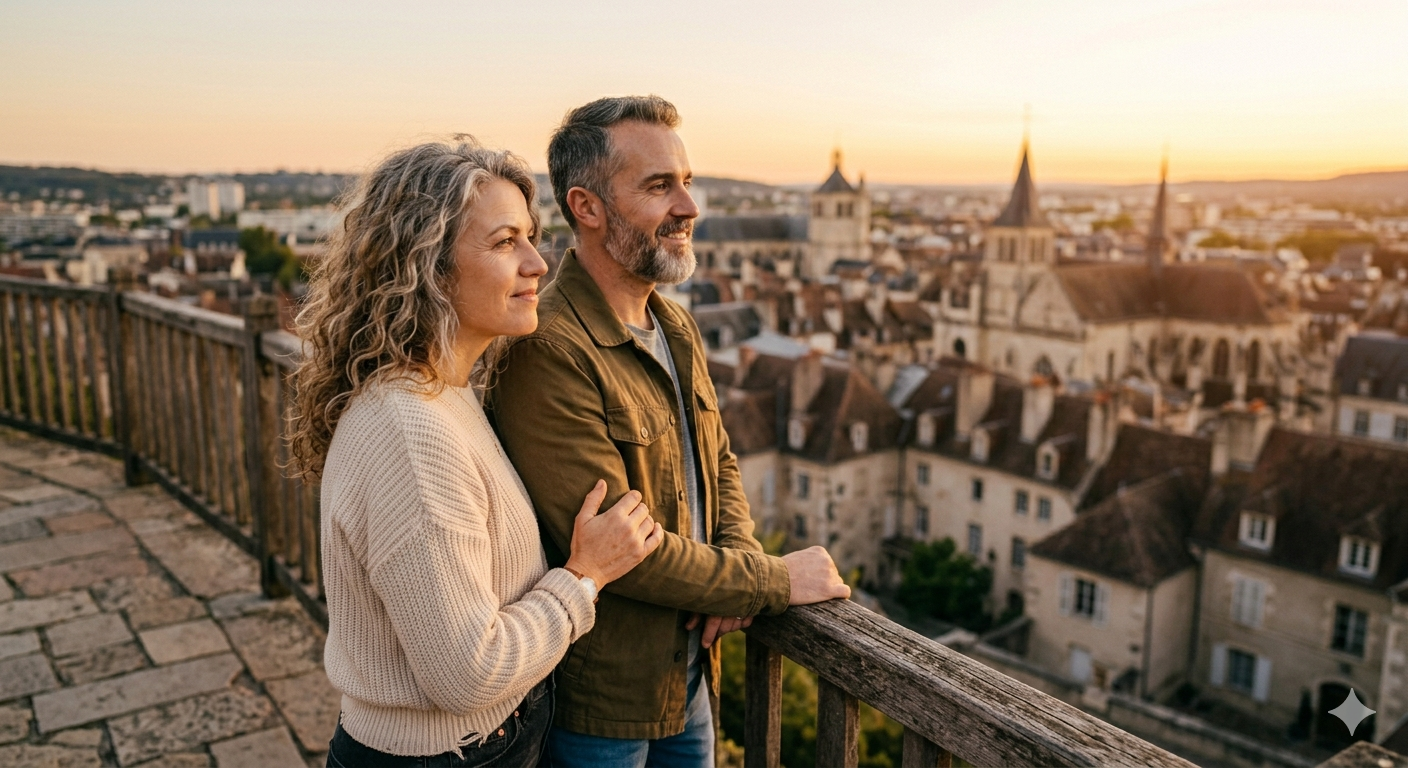 Photo d'un couple d'une soixantaine d'années qui pensent à la retraite